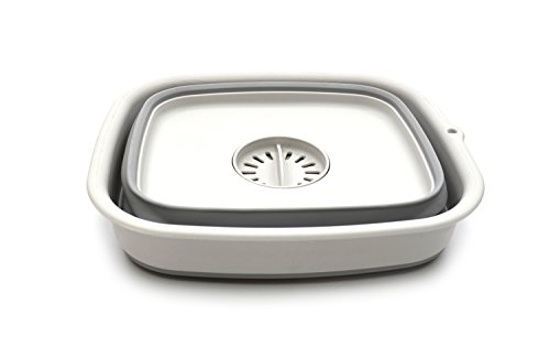 Sammart - Bandeja plegable con tapón de drenaje (9,1 L) - Lavadero plegable - Bandeja de almacenamiento portátil - Ahorro de espacio para la cocina