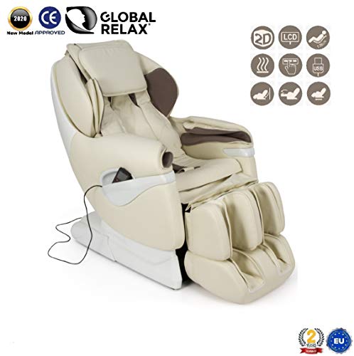 SAMSARA® Sillon de masaje 2D - Beige (modelo 2020) - Sofa masajeador electrico de relax con shiatsu - Silla butaca con presoterapia, gravedad cero, calor y USB - Garantía 2 Años