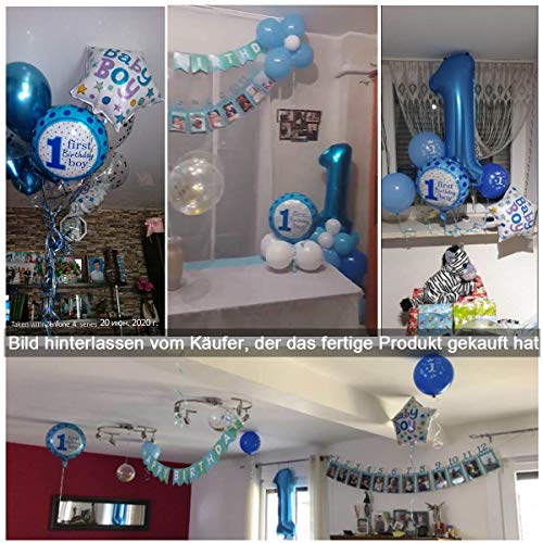 sancuanyi 1er Cumpleaños Bebe Globos Decoracion, Cumpleaños 1 Año Bebe Niño, Globos Numeros 1 Decoracion, Azul Decoración de cumpleaños para niños de 1 año