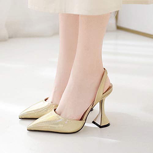 Sandalias De Lentejuelas Brillantes Sexis para Mujer, Zapatos De Tacón Alto Sandalias De Cristal De Vino Sandalias Puntiagudas De Tobillo Zapatillas Ligeras Zapatos Mujer