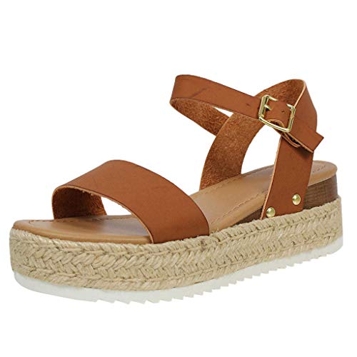 Sandalias Mujer Verano 2019 Plataforma Cuña PAOLIAN Sandalias Esparto Playa Tacon Medio Grueso Casual Fiesta Zapatos Alpargatas Vestir Elegantes Serpiente Tallas Grandes