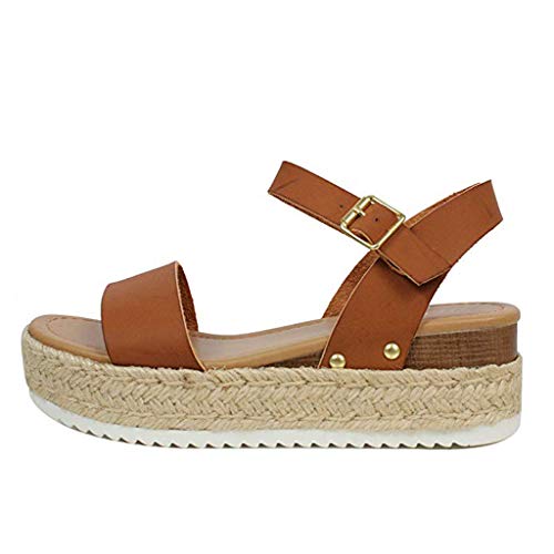 Sandalias Mujer Verano 2019 Plataforma Cuña PAOLIAN Sandalias Esparto Playa Tacon Medio Grueso Casual Fiesta Zapatos Alpargatas Vestir Elegantes Serpiente Tallas Grandes