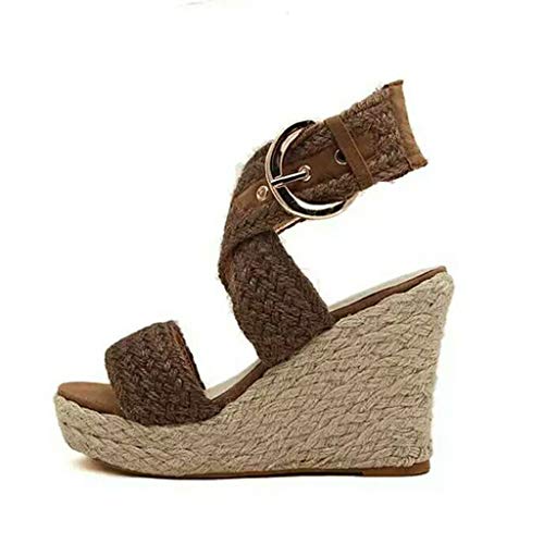 Sandalias Mujer Verano 2019 Zapatos de Plataforma Mujer Cuña Zapatos de Boca de Pescado Playa Zapatillas Sandalias de Punta Abierta Casual Fiesta Roman Tacones Altos Sandalias vpass