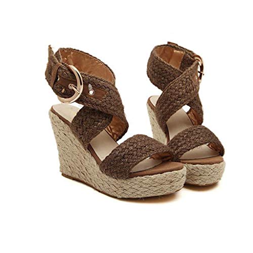 Sandalias Mujer Verano 2019 Zapatos de Plataforma Mujer Cuña Zapatos de Boca de Pescado Playa Zapatillas Sandalias de Punta Abierta Casual Fiesta Roman Tacones Altos Sandalias vpass