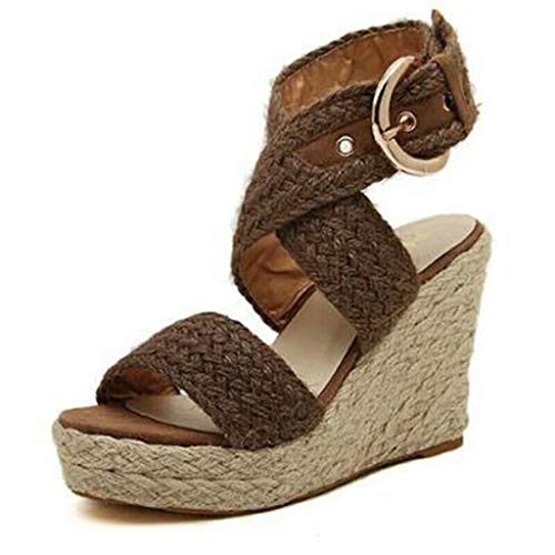 Sandalias Mujer Verano 2019 Zapatos de Plataforma Mujer Cuña Zapatos de Boca de Pescado Playa Zapatillas Sandalias de Punta Abierta Casual Fiesta Roman Tacones Altos Sandalias vpass