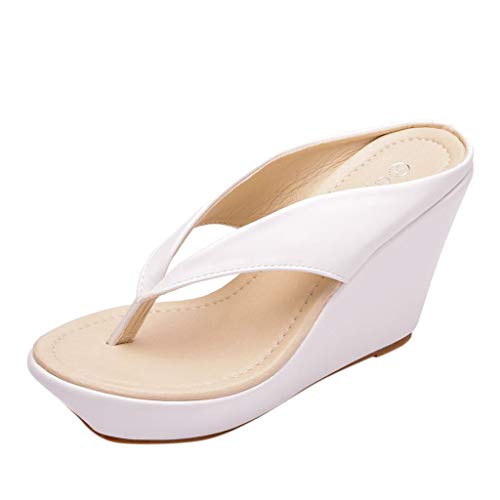 Sandalias para Mujer Verano 2019 Plataforma Cuña Fiesta PAOLIAN Chanclas Vestir Casual Zapatos Tacon Altas Dama Zuecos Elegantes Flip-Flops Grandes 34-42 EU