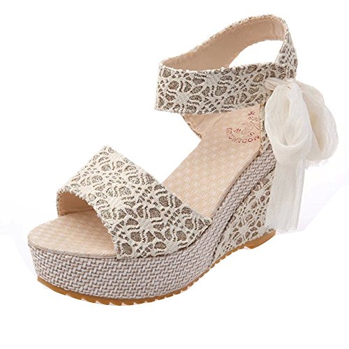 Sandalias y Chancletas de tacón Alto Plataforma para Mujer, QinMM Playa Zapatos de Verano (39, Blanco)