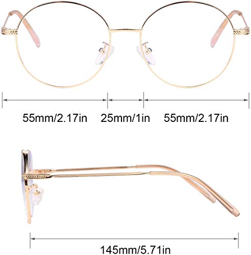 SaNgaiMEi Gafas para Ordenador Anti luz Azul - Gafas con Filtro de luz Azul bloqueo de luz azul Evita la Fatiga Ocular para Hombre y Mujer Oro