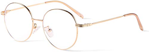 SaNgaiMEi Gafas para Ordenador Anti luz Azul - Gafas con Filtro de luz Azul bloqueo de luz azul Evita la Fatiga Ocular para Hombre y Mujer Oro