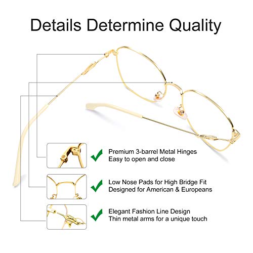 SaNgaiMEi Gafas para Ordenador Anti luz Azul - Gafas con Filtro de luz Azul bloqueo de luz azul Evita la Fatiga Ocular para Hombre y Mujer (Oro)