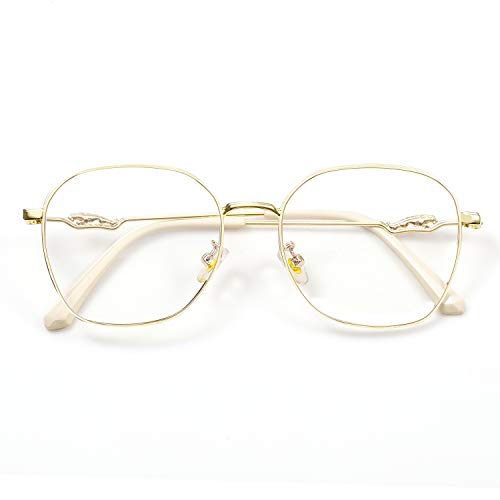 SaNgaiMEi Gafas para Ordenador Anti luz Azul - Gafas con Filtro de luz Azul bloqueo de luz azul Evita la Fatiga Ocular para Hombre y Mujer (Oro)