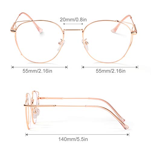 SaNgaiMEi Gafas para Ordenador Anti luz Azul - Mujer Ojo de Gato Marco de metal Gafas con Filtro de luz Azul bloqueo de luz azul Evita la Fatiga Ocular (Oro rosa)