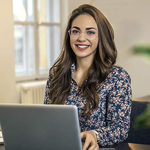 SaNgaiMEi Gafas para Ordenador Anti luz Azul - Mujer Ojo de Gato Marco de metal Gafas con Filtro de luz Azul bloqueo de luz azul Evita la Fatiga Ocular (Oro rosa)