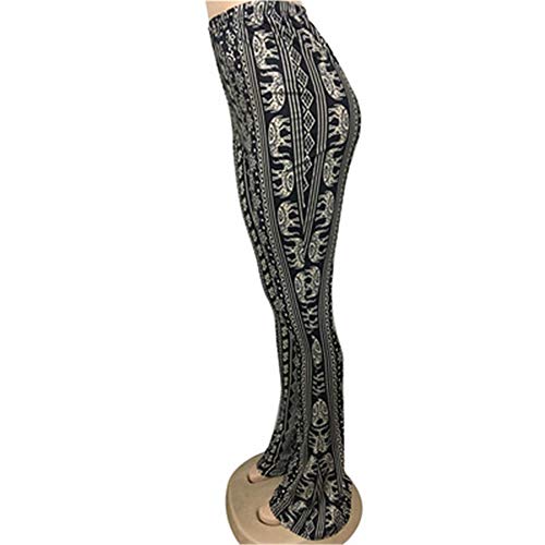 SANJIBAO Fondo Pantalones de Pierna Ancha Las Mujeres Boho Cintura Alta Elasticidad Apretado Micro Pull Pantalones de Mujer Retro Polainas Desgaste Exterior,XL