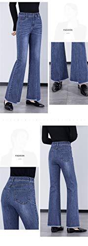 SANJIBAO Pantalones Palazzo Acampanados Largos Señoras Pantalones Pantalones Deportivos Pantalones de Cintura Alta deshilachados con Cremallera y Botones. Color sólido de Longitud Completa,33