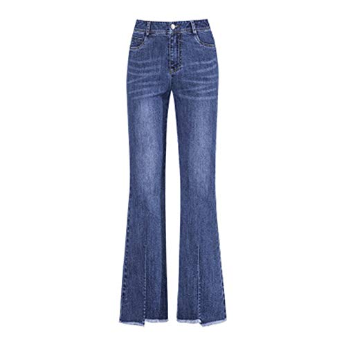 SANJIBAO Pantalones Palazzo Acampanados Largos Señoras Pantalones Pantalones Deportivos Pantalones de Cintura Alta deshilachados con Cremallera y Botones. Color sólido de Longitud Completa,33