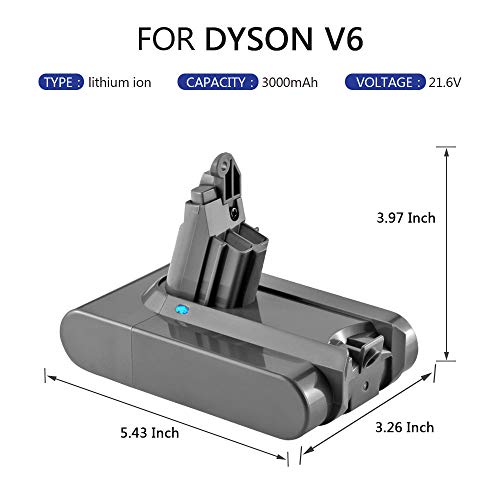 Sankett 3000mAh Dyson V6 21.6v Batería de Repuesto de ión de Litio para Dyson DC59 V6 DC58 DC61 DC62 Animal DC72 DC74 595 650 770 880 Aspirador portátil