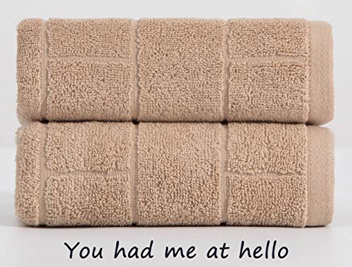 Sanli Luxe Alta Densidad algodón Toallas Mano Tecnología de desodorización antibacteriana SilverPlus Lejos del Olor a Sudor Anti ácaros Alta solidez del Color Resistente al Lavado Marrón Claro 34x72