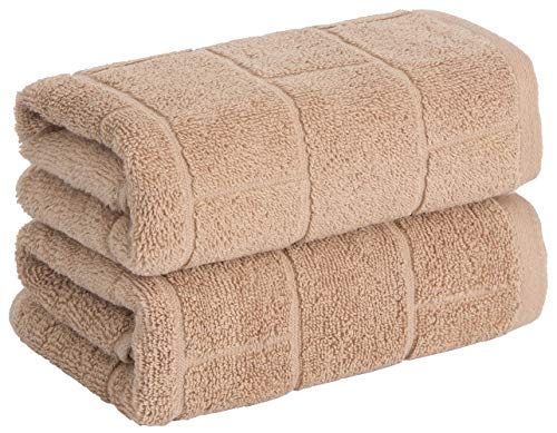 Sanli Luxe Alta Densidad algodón Toallas Mano Tecnología de desodorización antibacteriana SilverPlus Lejos del Olor a Sudor Anti ácaros Alta solidez del Color Resistente al Lavado Marrón Claro 34x72