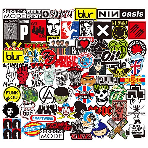 Sanmatic Pegatina de Rock and Roll 100Pcs, Pegatina Bomb Pack para Guitarra Batería Auriculares Etiqueta engomada de la música del Ordenador portátil