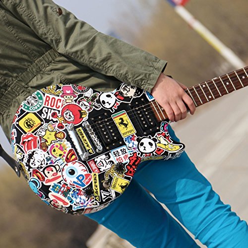 Sanmatic Pegatina de Rock and Roll 100Pcs, Pegatina Bomb Pack para Guitarra Batería Auriculares Etiqueta engomada de la música del Ordenador portátil