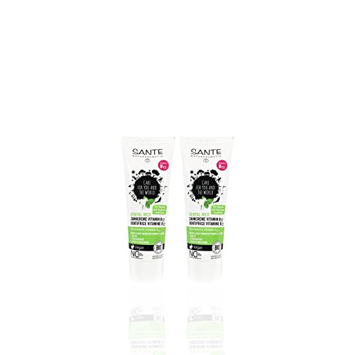 Sante dientes Crema Vitamina B12 (2 x 75 ml), salvia y Limone sabor, Bio Pasta de dientes Vegano, fluoridhaltig, natural Maquillaje