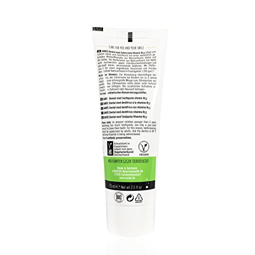 Sante dientes Crema Vitamina B12 (2 x 75 ml), salvia y Limone sabor, Bio Pasta de dientes Vegano, fluoridhaltig, natural Maquillaje