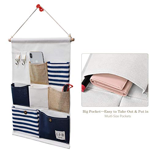 SANTOO Bolsa de Almacenamiento Colgando Pared Con 2 Gancho, 7 Bolsillos para Almacenamiento, Organizador de armarios y almacenaje baño