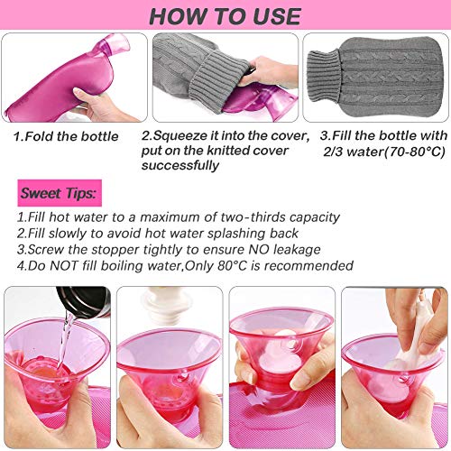 SaponinTree Bolsa de Agua Caliente, Bolsa Goma de Agua Caliente Botella con Cubiertas de Punto, Alivio Rápido del Dolor y Comodidad, 2L