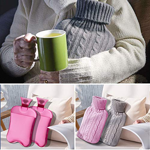 SaponinTree Bolsa de Agua Caliente, Bolsa Goma de Agua Caliente Botella con Cubiertas de Punto, Alivio Rápido del Dolor y Comodidad, 2L
