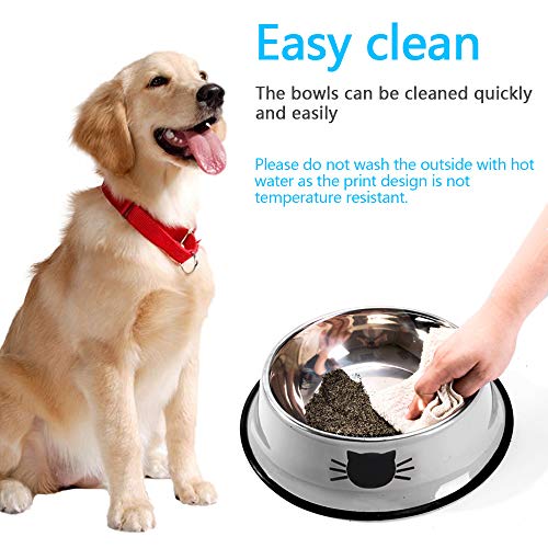 SaponinTree Cuencos para Gatos, 2 Piezas Cuencos Antideslizantes de Acero Inoxidable Comida Cuencos para Gatos, Cuencos Agua Comida Alimentación Platos para Mascotas, Perros, Gatos