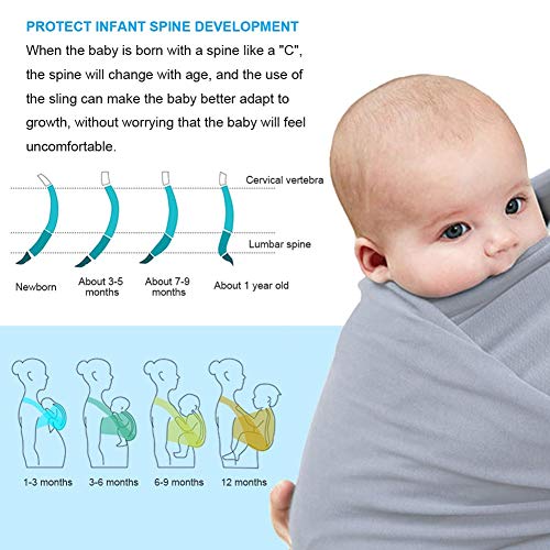 SaponinTree Fular Portabebés Elástico Gris Portador de Bebé, Pañuelo de 100% de Algodón, Porteo Seguro y Ergonómico Durante la Lactancia, Para Padres Unisex (Gris claro)