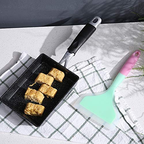 Sartén Tamagoyaki japonesa tortilla Sartén Laminado de huevo con silicona Turner, antiadherente huevo Sartén, de gas y de inducción,2pcs
