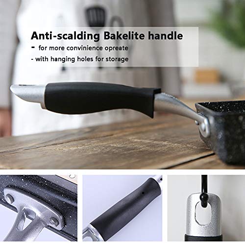 Sartén Tamagoyaki japonesa tortilla Sartén Laminado de huevo con silicona Turner, antiadherente huevo Sartén, de gas y de inducción,2pcs