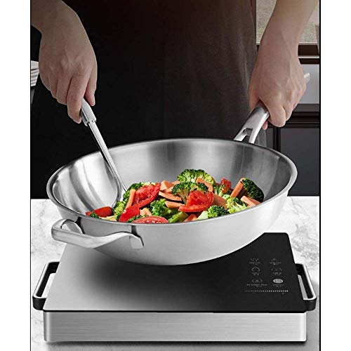 Sartenes Antiadherentes Wok, Alimentación acero inoxidable de calidad con la tapa wok antiadherente sartén sin revestimiento, Estufa Gas No Cinturón vapor Universal Gas cocina de inducción Woks y Sart