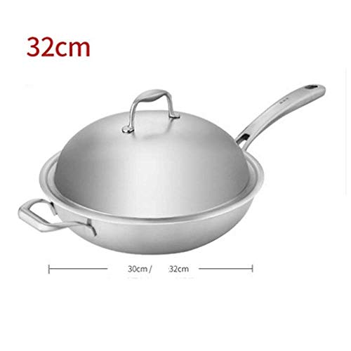 Sartenes Antiadherentes Wok, Alimentación acero inoxidable de calidad con la tapa wok antiadherente sartén sin revestimiento, Estufa Gas No Cinturón vapor Universal Gas cocina de inducción Woks y Sart