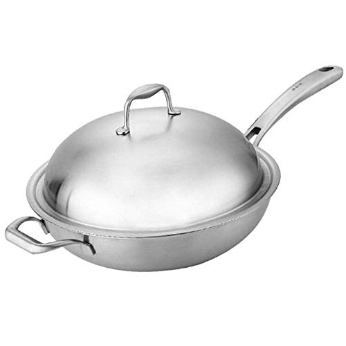 Sartenes Antiadherentes Wok, Alimentación acero inoxidable de calidad con la tapa wok antiadherente sartén sin revestimiento, Estufa Gas No Cinturón vapor Universal Gas cocina de inducción Woks y Sart
