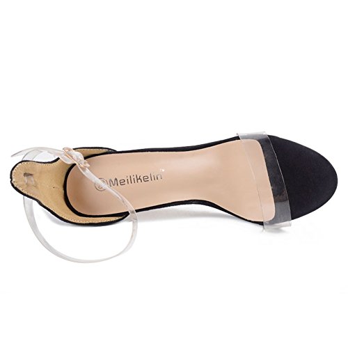 SASA Sandalias de Mujer de Tacón Alto Sandalias Transparentes de la Película Súper Tacón de Aguja Moda Pasarela Zapatos de Gran Tamaño, EU38/UK5-5.5