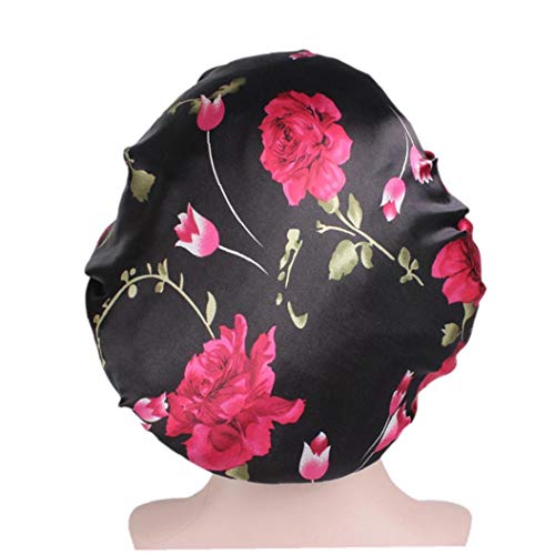 Satén De Las Mujeres Sombrero para Dormir Impresión Floral del Capo Ajustable Noche Gorro De Ducha del Sueño Tapa del Domo Cap Mujer