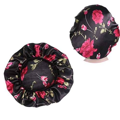 Satén De Las Mujeres Sombrero para Dormir Impresión Floral del Capo Ajustable Noche Gorro De Ducha del Sueño Tapa del Domo Cap Mujer