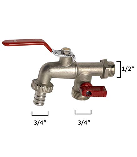SATURNIA 4040720 Grifo Jardín Esfera Doble Manguera 1/2" x 3/4" Vertical