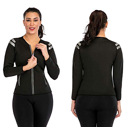 Sauna Camisas Manga Larga Camisas De Neopreno para Mujer Chaqueta Deportiva Body Shaper Sudor Quemar Grasa Vientre Camisas Adelgazantes Camiseta sin Mangas Fitness Yoga Cremallera