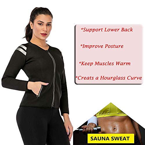 Sauna Camisas Manga Larga Camisas De Neopreno para Mujer Chaqueta Deportiva Body Shaper Sudor Quemar Grasa Vientre Camisas Adelgazantes Camiseta sin Mangas Fitness Yoga Cremallera