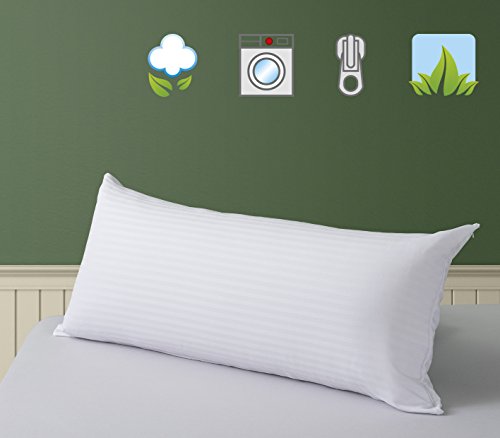 SAVEL - Funda de Almohada Cutí 100% algodón con Cremallera | 40 x 90 cm | Protector de Almohada de Algodon listado Transpirable. Tejido de Raso labrado Suave y Absorbente.