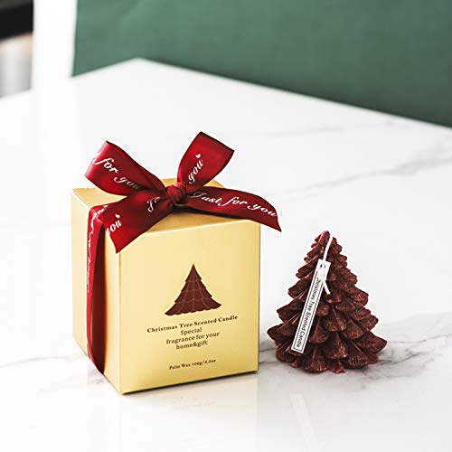 Sayala - Vela aromática en forma de árbol de Navidad, 3,5 onzas perfumada de soja, aroma especial para tu hogar y fiesta de Navidad, regalos de aniversario (rojo)