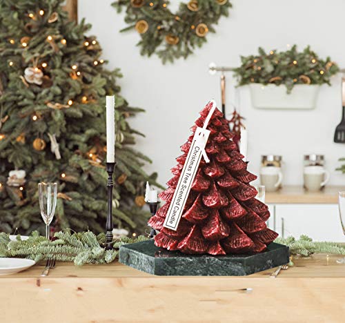 Sayala - Vela aromática en forma de árbol de Navidad, 3,5 onzas perfumada de soja, aroma especial para tu hogar y fiesta de Navidad, regalos de aniversario (rojo)