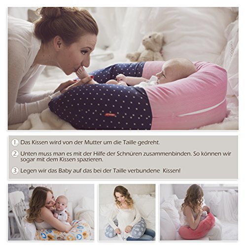 Scamp - Cojín para lactancia, con funda con multitud de diseños (Gris ratón)