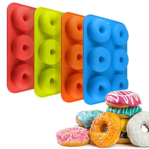 Schneespitze 4 Piezas Molde de Silicona Galletas Molde Caramelo Molde Safe Baking Tray Maker,para Galletas, Rosquillas, Magdalenas, Pasteles