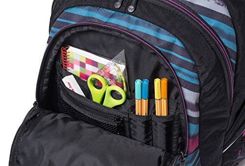 Schneiders Vienna 42100-080 Fame Dark Owl - Mochila escolar (34 L, con 3 cremalleras), color negro