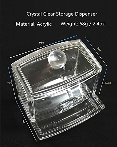 sciuU Contenedor Acrílico para Bastoncillo de Algodón/Q-Tips, Caja de Almacenamiento Cosmético con Cubierta de Plástico para Hisopos/Bastoncillo/Cotonete/Varilla de Papel, Claro